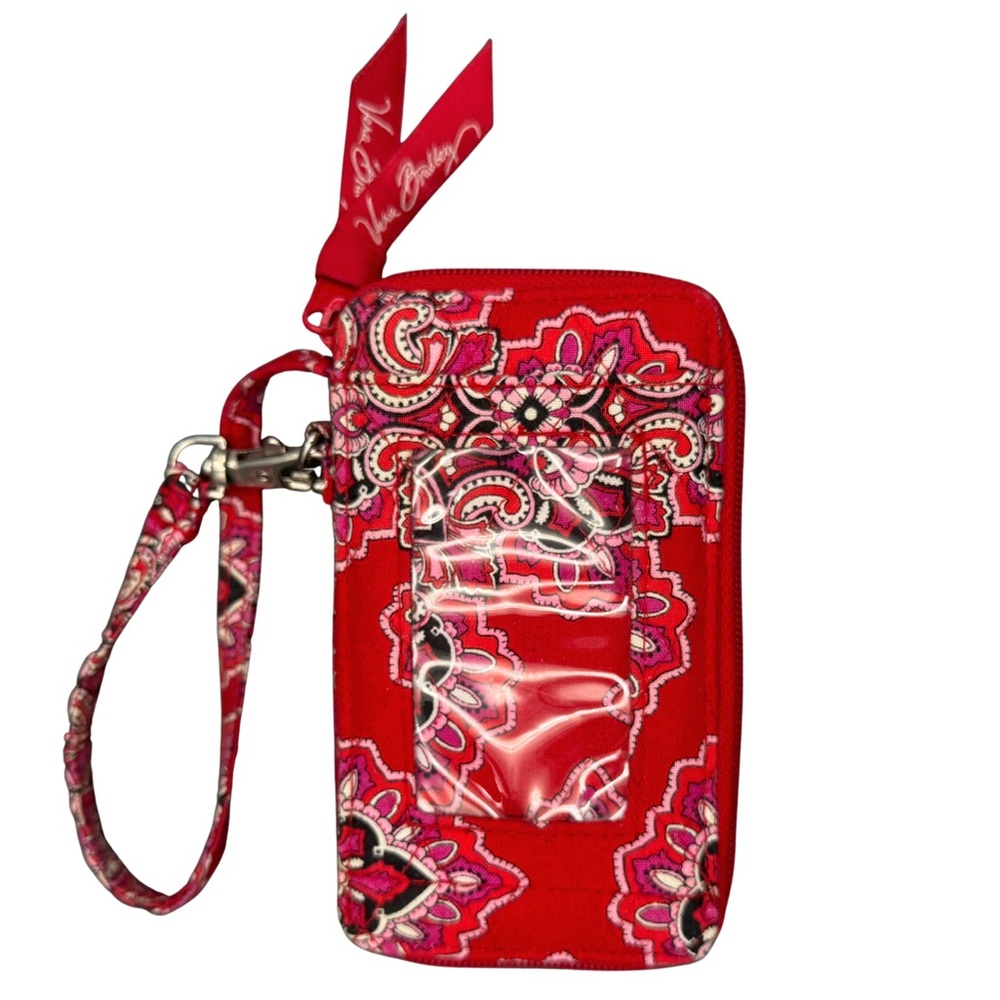 Vera Bradley Frankly Scarlet Pattern Wristlet Zip Close ID